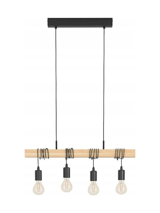 Eglo 43512 Pendant Ceiling Light Townshend 4xe27 60w 230v FSC Certified