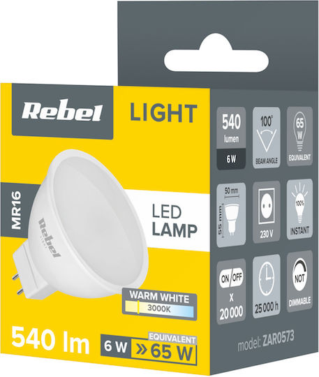 Rebel LED-Lampe 6W und Form MR16 Warmes Weiß 540lm