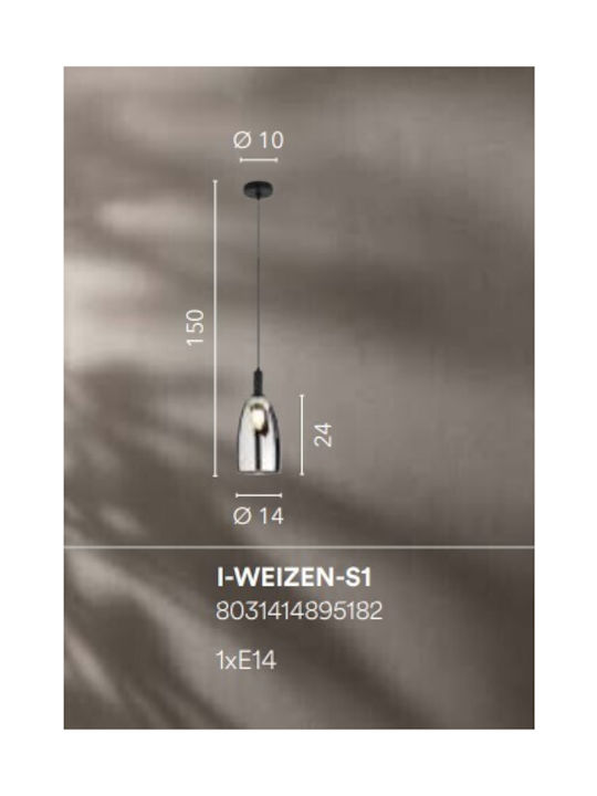 Fan Europe I-Weizen-S1 Κρεμαστό Φωτιστικό Μαύρο Καμπάνα με Ντουί E14 14x24x150εκ.
