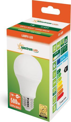 Spectrum LED крушка 7W за фасунга E27 Топло бяло 600лм