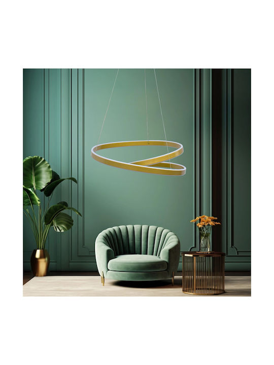 Powertech Κρεμαστό Φωτιστικό Χρυσό LED με Φυσικό Λευκό Φως 40x40εκ.