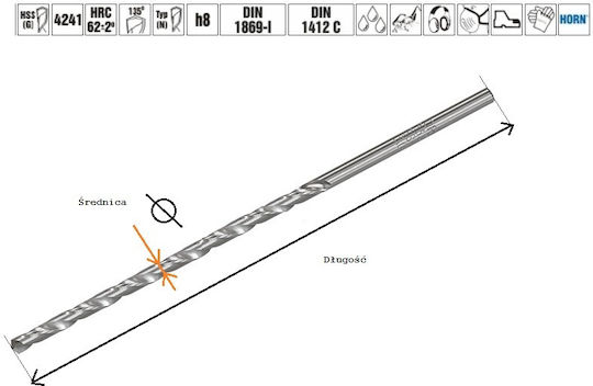 Artpol Diamond Drill HSS with Cylindrical Shank for Metal 6x139mm