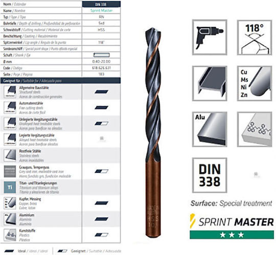 Alpen Drills Set of 19 Drills HSS for Metal
