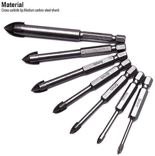 Harden Four-Cut Drill Carbide with Hexagonal Shank for Glass και Tiles 4mm