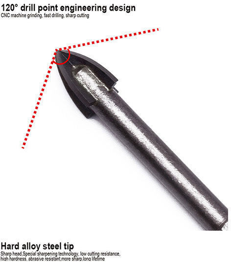 Harden Four-Cut Drill Carbide with Hexagonal Shank for Glass και Tiles 7mm