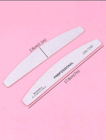 Professionelle Nagelfeile Waschbar Desinfizierbar 100/180 Halbmond Papierfeile Waschbar & Sterilisierbar Grau 1 Stück