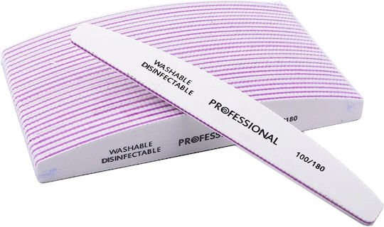 Professionelle Nagelfeile Waschbar Desinfizierbar 100/180 Halbmond Papierfeile Waschbar & Sterilisierbar Grau 1 Stück
