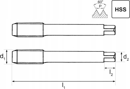 Метчик M 6x0,75мм Комплект 2 бр
