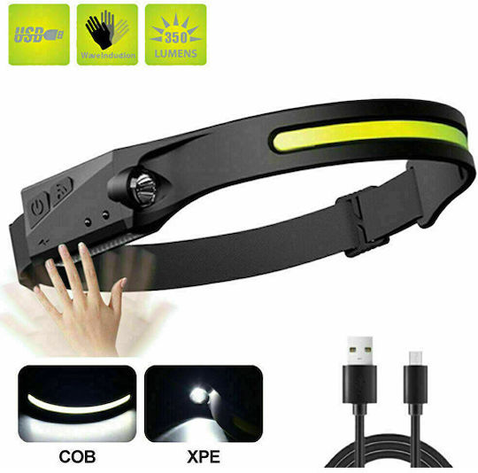Rechargeable Headlamp LED IPX4 with Maximum Brightness 350lm XPE Black
