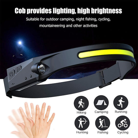 Rechargeable Headlamp LED IPX4 with Maximum Brightness 350lm XPE Black