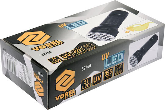 Vorel Flashlight LED UV with Maximum Brightness 255lm Black