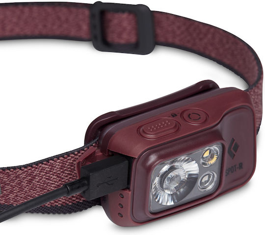 Black Diamond Rechargeable Headlamp LED IP67 with Maximum Brightness 400lm Spot 400-r Bordeaux Red