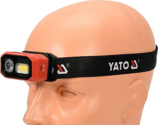 Yato Επαναφορτιζόμενος Φακός Κεφαλής LED IP54 Διπλής Λειτουργίας με Μέγιστη Φωτεινότητα 480lm Ενσωματωμένη