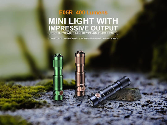 Fenix Rechargeable Keychain Flashlight LED IP68 with Maximum Brightness 400lm Black