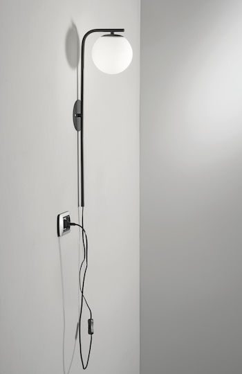 Fan Europe Modern Lamp Wall Socket with Socket E14 and Switch Black 65.5x15cm