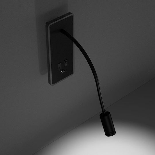 Eko Light Modern Leuchte Wand mit Integrierter LED mit USB-Anschluss Schwarz