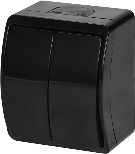 Orno Waterproof Wall-Mounted Single Switch with Frame Black