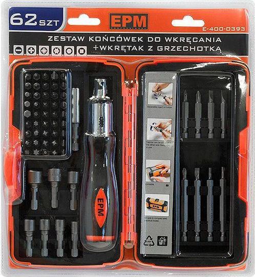 EPM Screwdriver Ratchet with 62 Magnetic Interchangeable Tips
