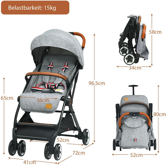 Costway Baby Stroller Suitable for Newborn Gray 7kg
