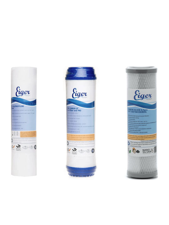 Eiger Under Sink Water Filter Replacement made of Polypropylene 10" 0.5 μm 3pcs