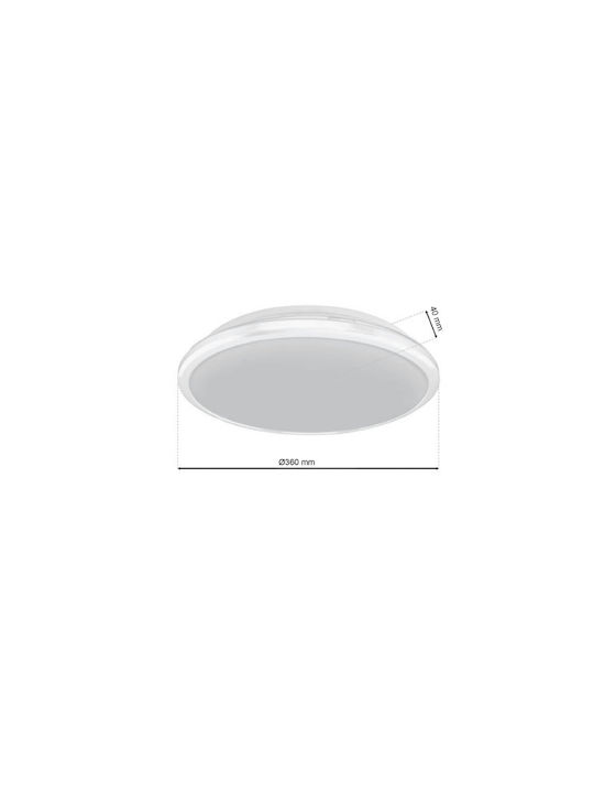 Eko Light Ceiling Mount Light Bathroom White with Integrated LED