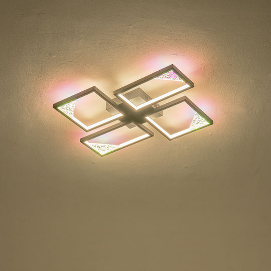 Eurolamp Deckenleuchte montieren 58cm Silber mit Integrierte LED