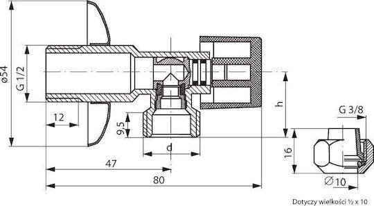 Perfexim Rohrverbindung 1/2" / 3/8" 50.8mm 02-200-1510-000