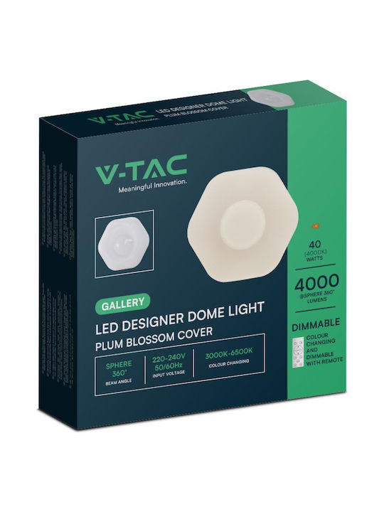 V-TAC Ceiling Mount Light White with Integrated LED and Remote Control