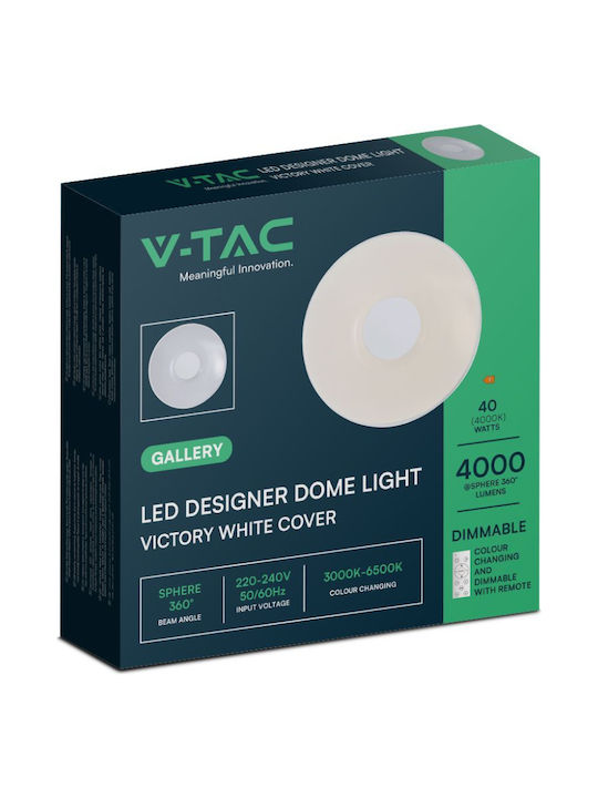 V-TAC Πλαφονιέρα Οροφής Λευκή με Ενσωματωμένο LED και Τηλεχειριστήριο