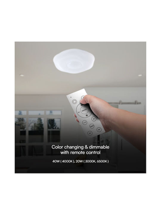 V-TAC Ceiling Mount Light White with Integrated LED and Remote Control