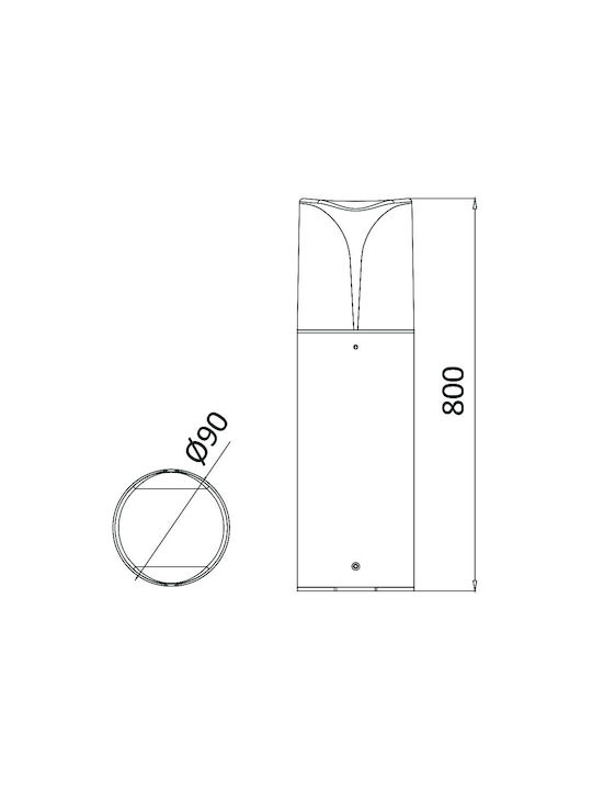 Braytron Outdoor Floor Lamp Small Post 23W IP44 for E27 Socket Gray