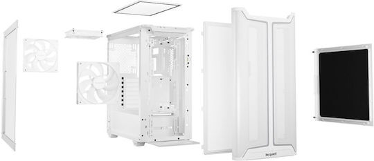 Be Quiet Pure Base 501 DX Геймърско бюро Midi Tower Компютърна кутия със страничен прозорец и RGB осветление Бял