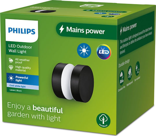 Philips Laven Wall-Mounted Outdoor Light LED IP44 6W with Natural White Light