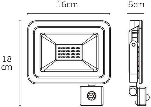 VK Lighting Waterproof LED Flood Light 30W Cold White 6500K with Motion Sensor IP65