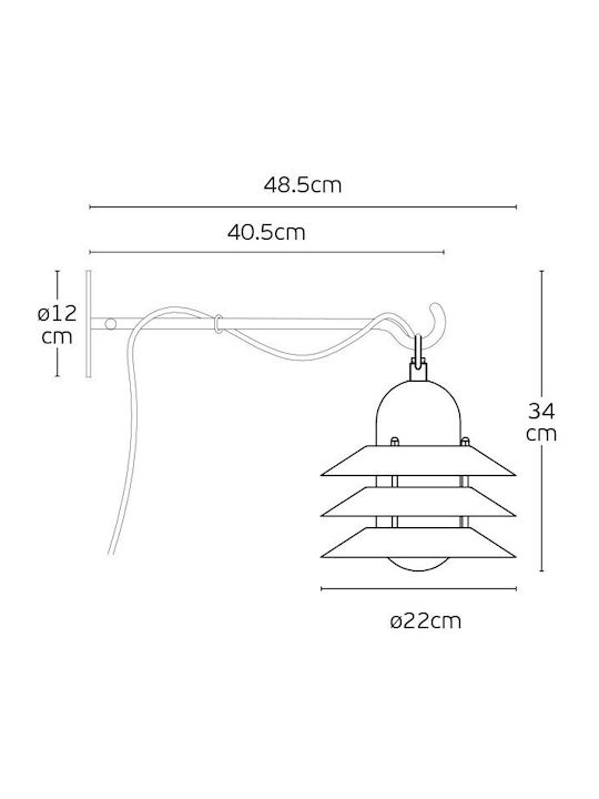 VK Lighting Επιτοίχιο Εξωτερικό Φωτιστικό Καπέλου E27 IP44