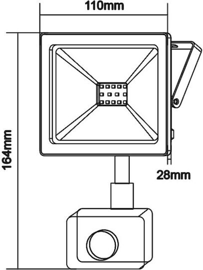 LED Прожектор 20W Студено Бяло 6000K с Motion Sensor