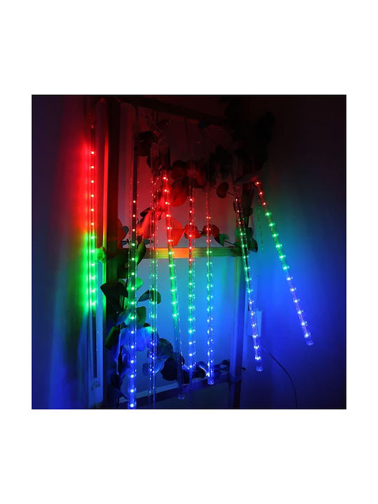 144 Lichter LED 2.4m. x 30cm Mehrfarbige Solar Typ Regen 1Stück