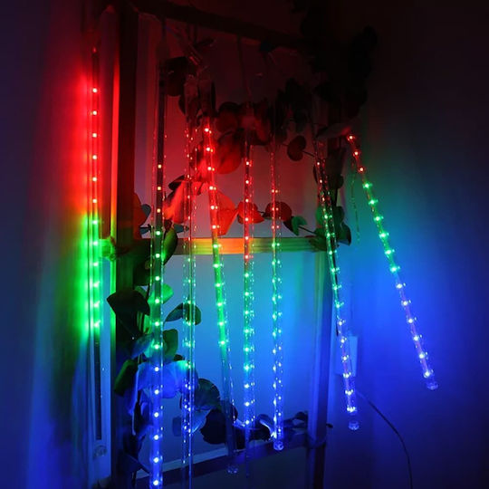 144 Λαμπάκια LED Βροχή 2.4μ. x 30εκ. RGB Ηλιακά