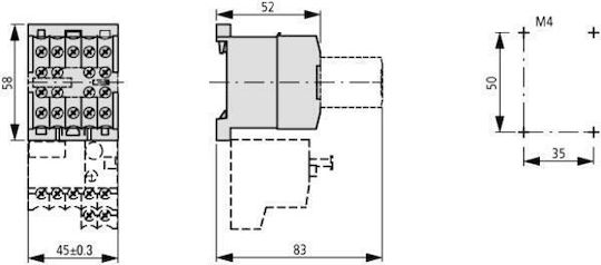 Eaton Ρελέ Ράγας Ισχύος 9A Τριπολικό με Τάση 220V