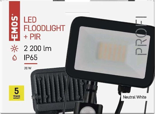 Emos Solarleuchte 20W 2200lm Natürliches Weiß 4000K mit Bewegungssensor IP65