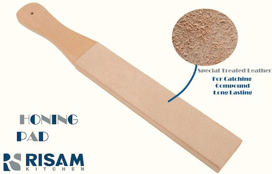 Strop din piele cu mâner din lemn 38x5x1.3cm Risam Rw054-b