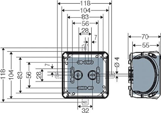 Hensel Surface Mounted Electrical Box Branching Watertight IP66 in Black Color