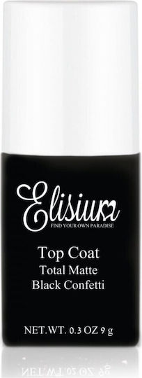 Elisium Top Coat Total Matte Matte Top Black Confetti Hybrid-Lacke 9g