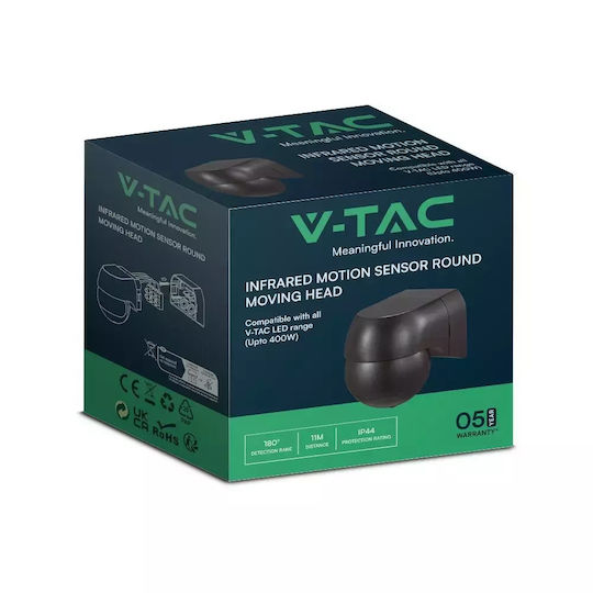 V-TAC Wired Infrared Motion Sensor 180° Detection Angle Scope 11m