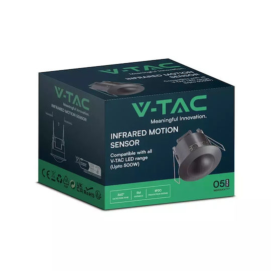 V-TAC Senzor De Mișcare Cu Fir Infraroșu 360°
