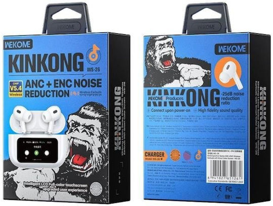 WK WS-26 In-ear Bluetooth Handsfree Căști cu Carcasă de Încărcare Alb