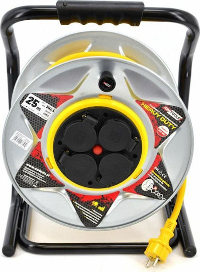 AWTools Waterproof Extension Reel Cord 3 x 2.5mm²/40m Yellow