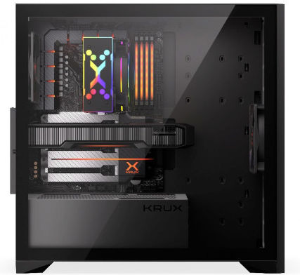 Krux Palum Gaming Midi-Turm Computergehäuse mit Seitenfenster Schwarz