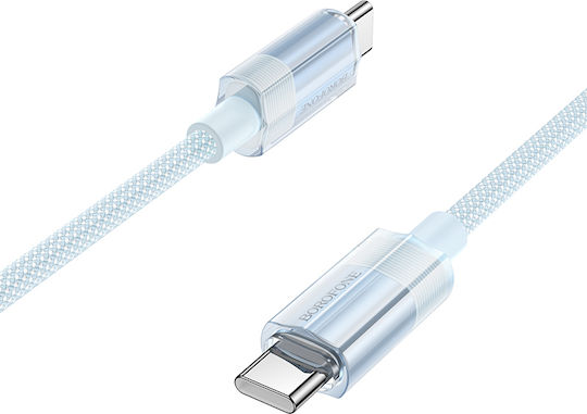 Borofone Braided USB 2.0 Cable USB-C male - USB-C 60W PD Μπλε 1.2m