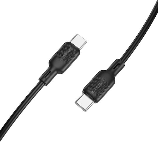Borofone USB 2.0 Cable USB-C male - USB-C 60W PD Μαύρο 1m